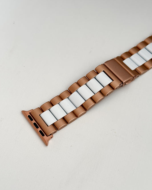 Correa Apple Watch Clásica Premium / Rosegold & Blanco