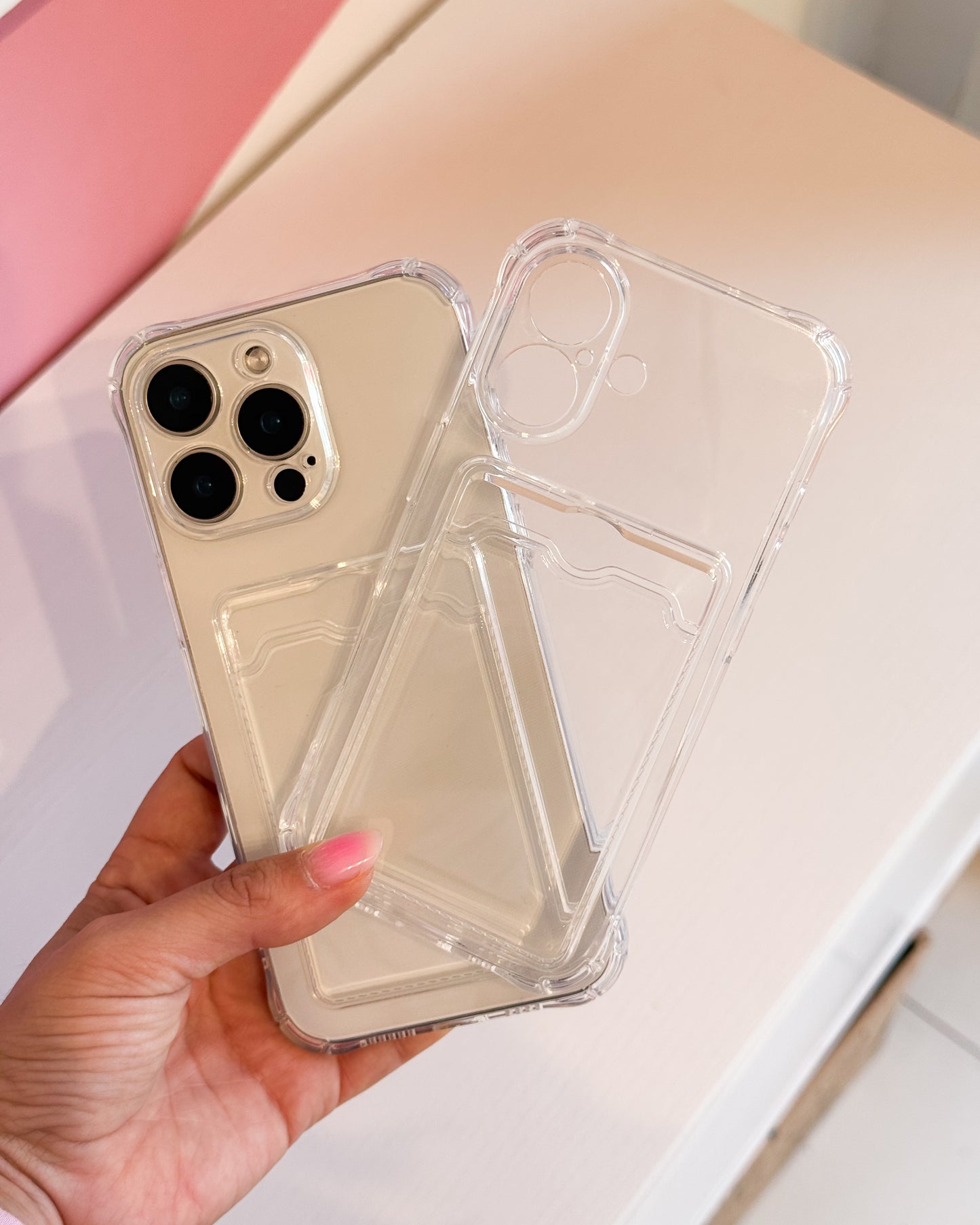 Case Transparente con Tarjetero