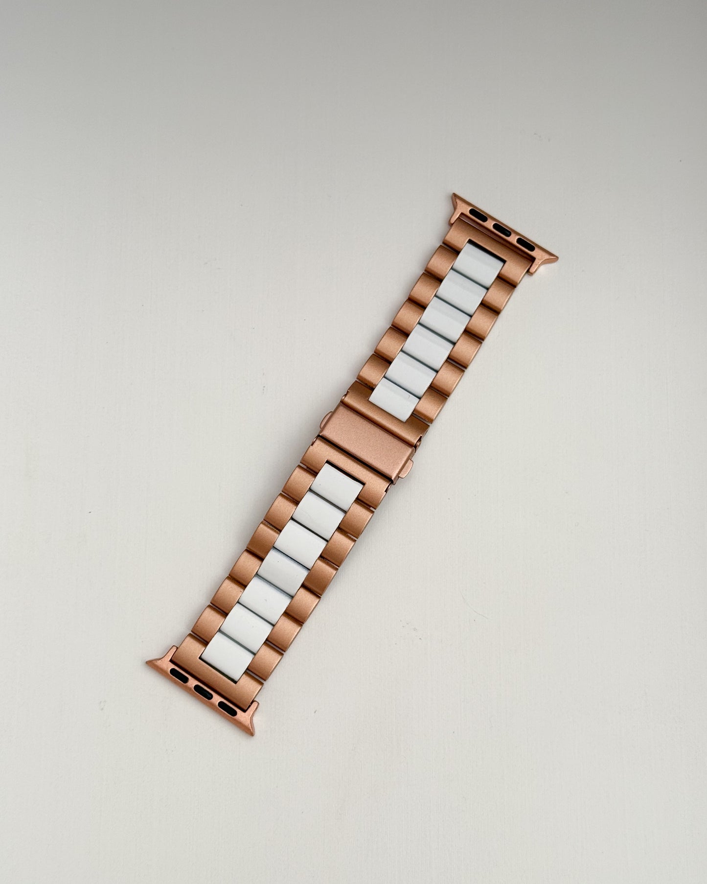 Correa Apple Watch Clásica Premium / Rosegold & Blanco